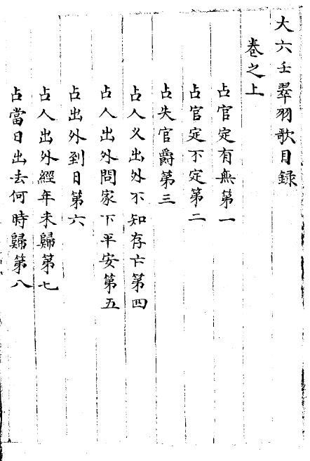 Liuren ancient book “Great Liuren Cuiyu Song” Ming manuscript black and white double-page edition